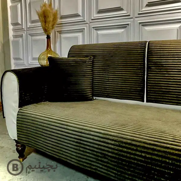 کاور مبل دکوراتیو راه راه سبز زیتونی