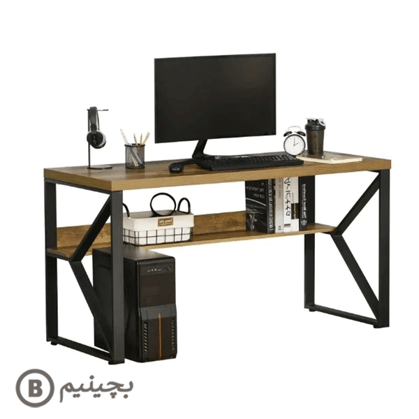 میز کامپیوتر چوب و فلز