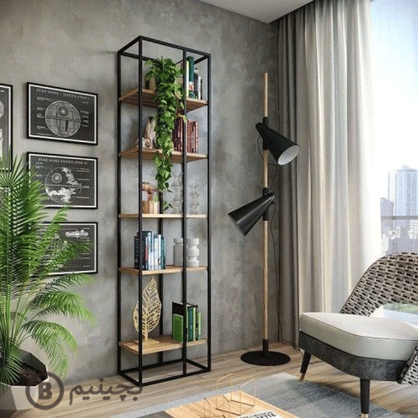 کتابخانه فلزی چوبی مدل الگانس