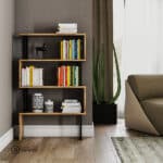 کتابخانه چوب و فلز مدل الگانت